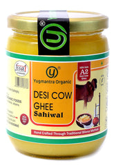 Premium Desi Sahiwal Cow Ghee By Yugmantra Organic Foods | Healthy & Delicious Desi Ghee For Daily Pooja & Daily Kitchen Dishes | (500ml) 16.9 | Jar Pack